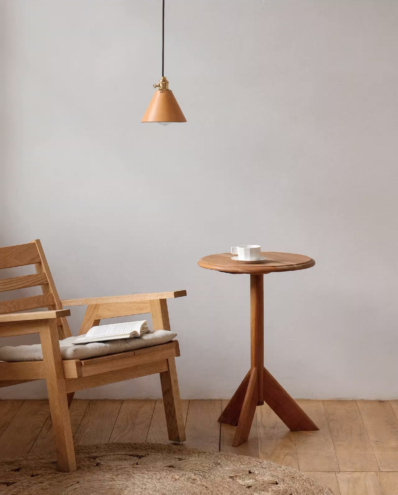 Porter Leather Cone Shade Brass Fitting Pendant Light