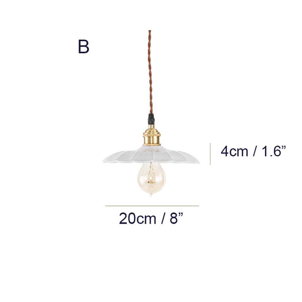 Odette Porcelain Shade Brass Fitting Pendant Light