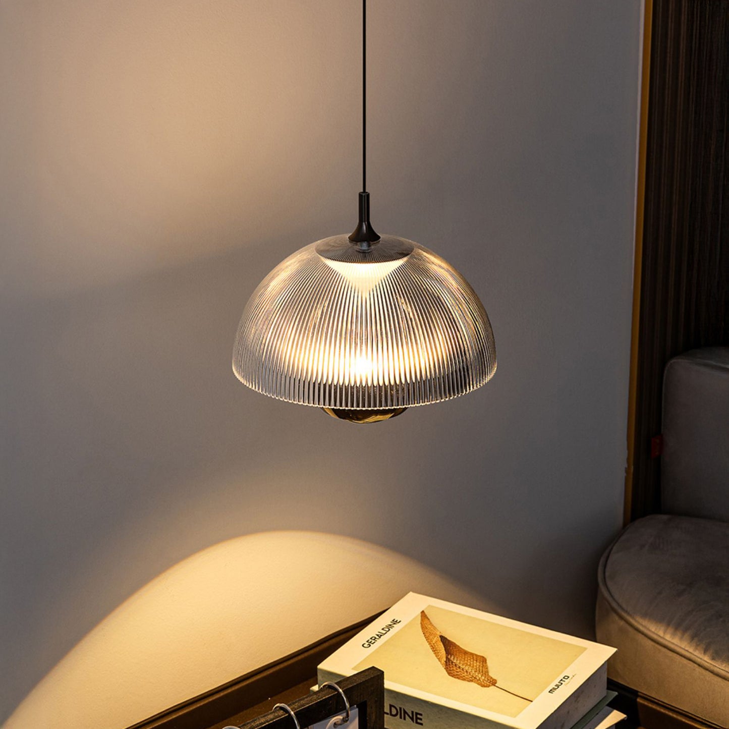 Eclipse Modern Ribbed Glass Pendant Light