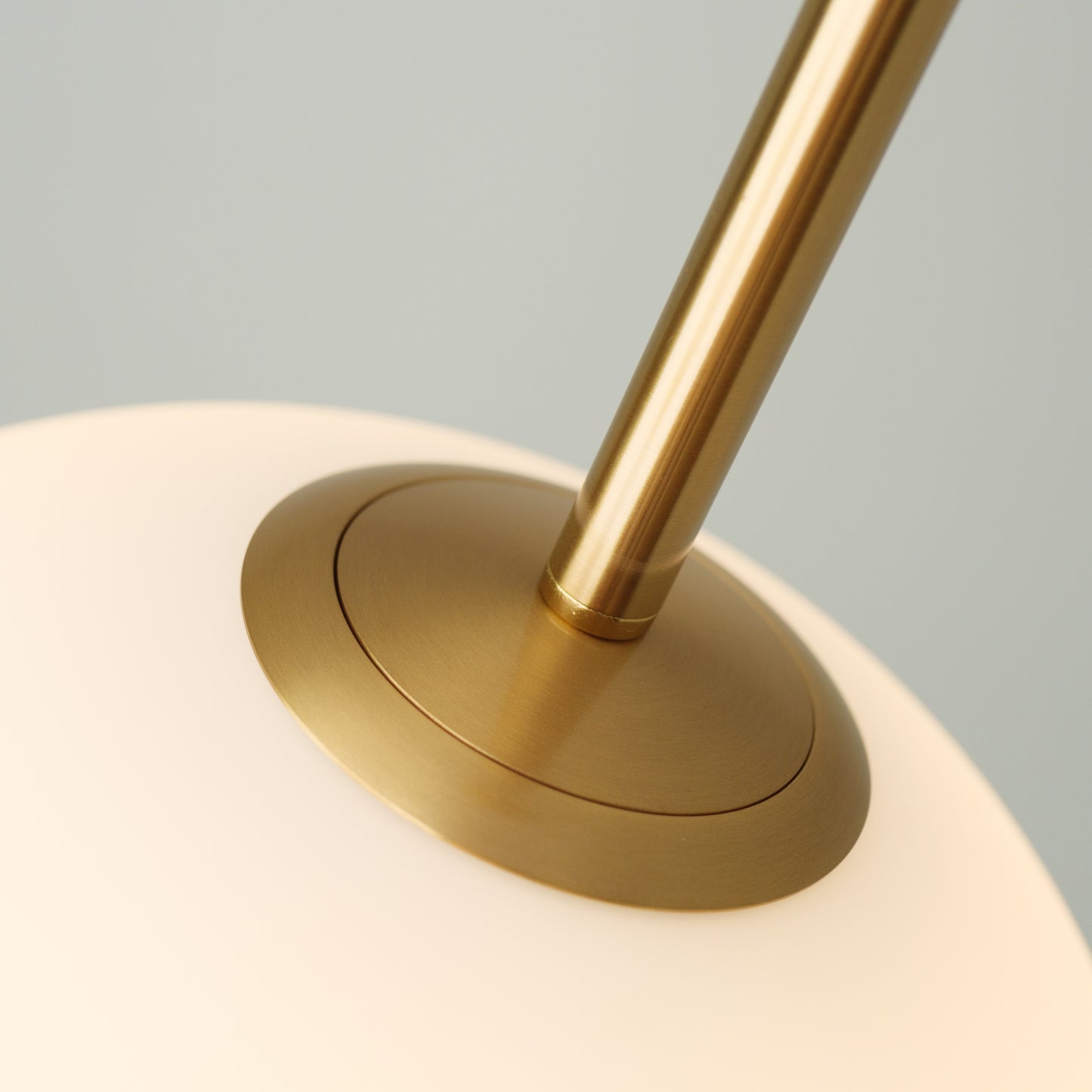 Opaline Milky Glass Brass Rod Mid-century Ceiling Light