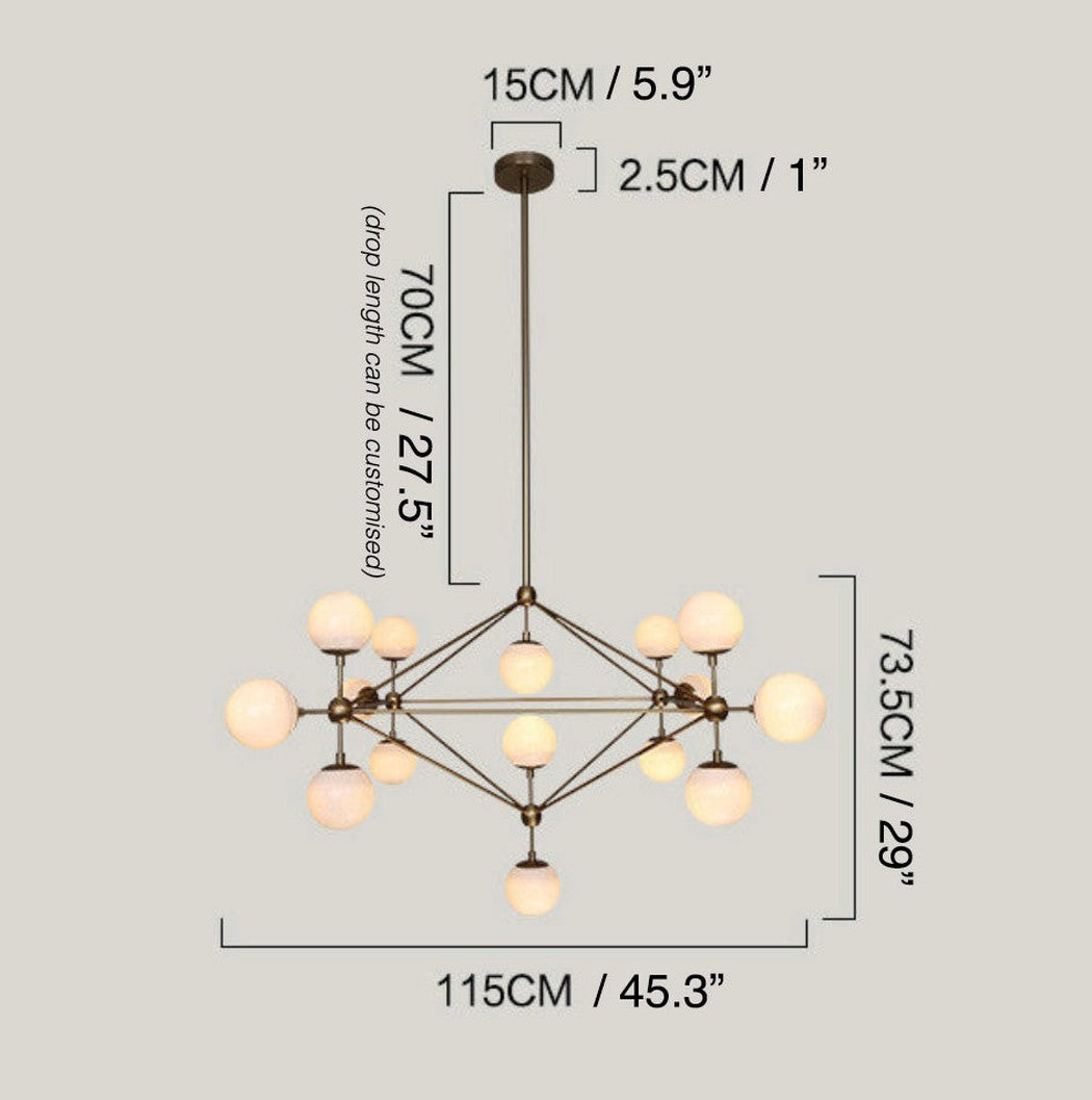Ritz 15 Bulb Brass Pendant Light