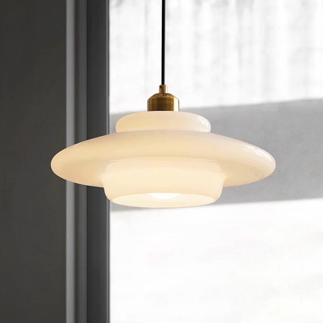 Miller Art Deco Milk Glass Pendant Light