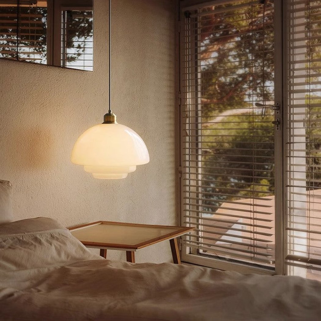 Miller Art Deco Milk Glass Pendant Light