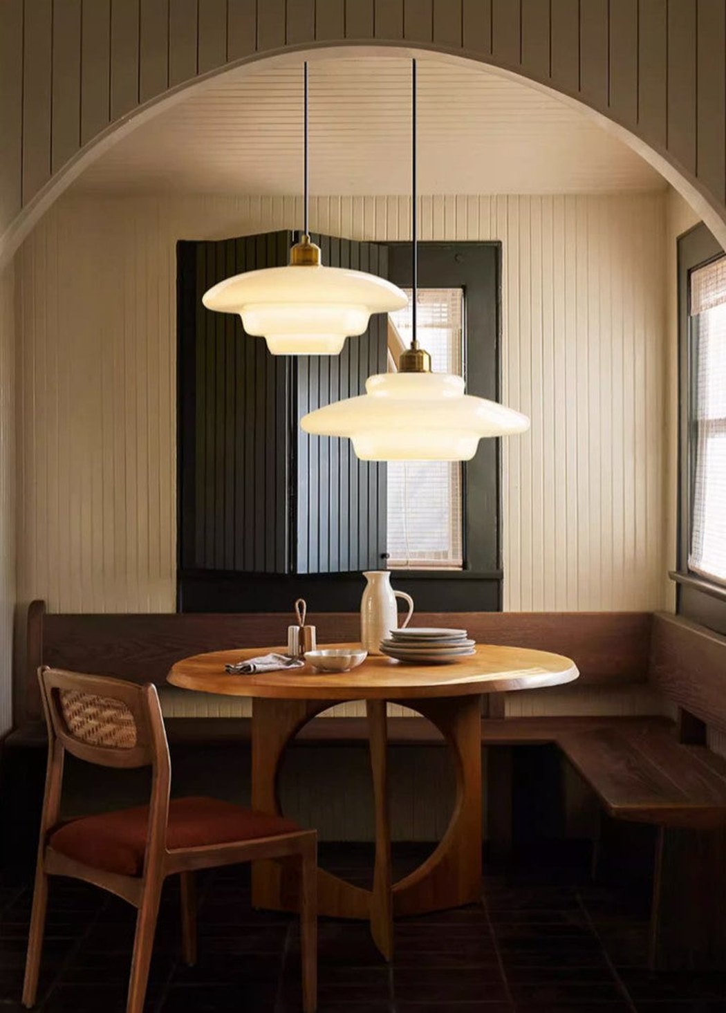 Miller Art Deco Milk Glass Pendant Light