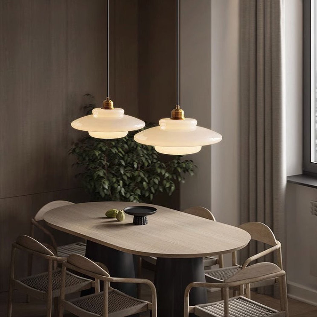Miller Art Deco Milk Glass Pendant Light