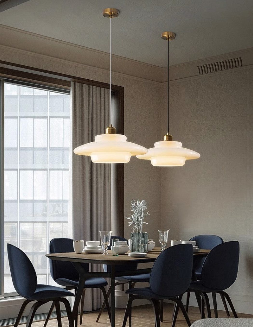 Miller Art Deco Milk Glass Pendant Light