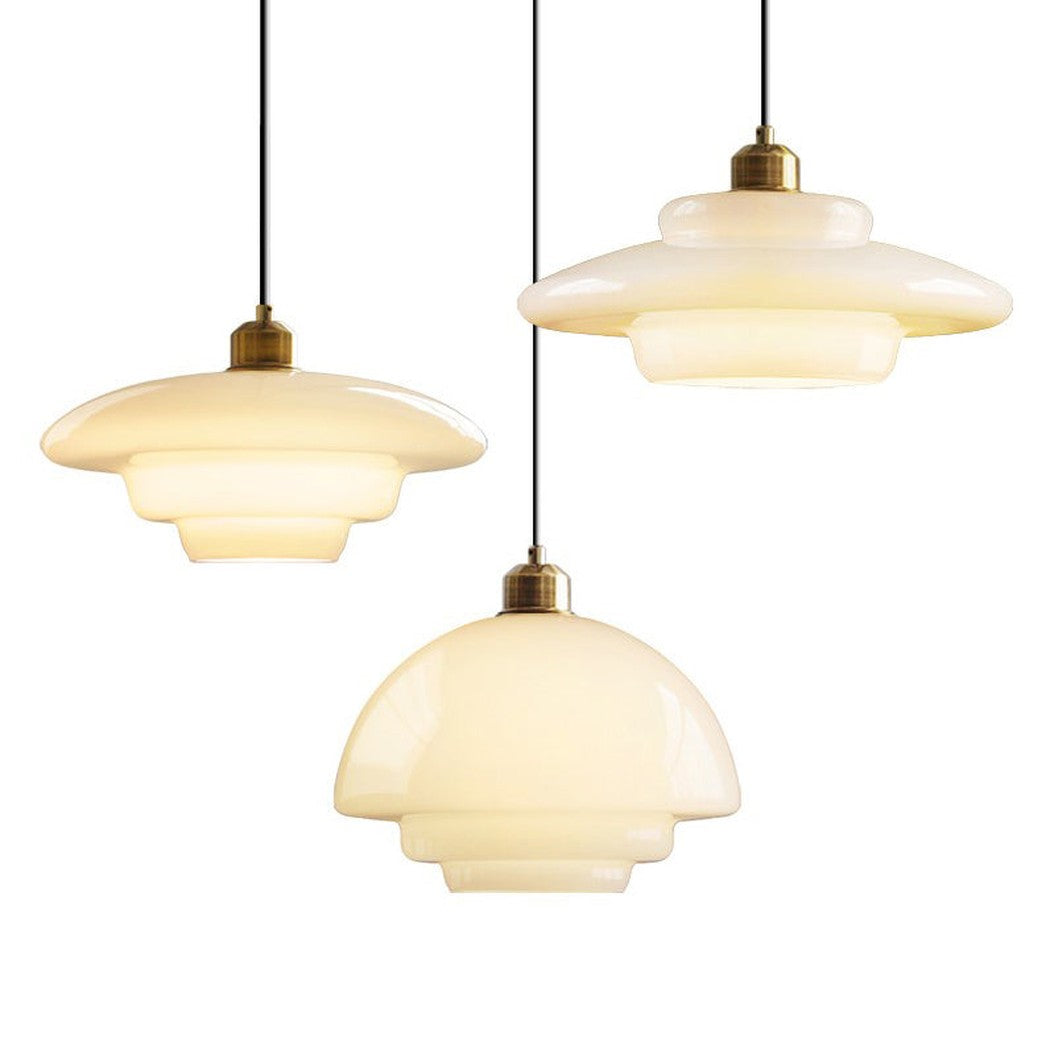 Miller Art Deco Milk Glass Pendant Light