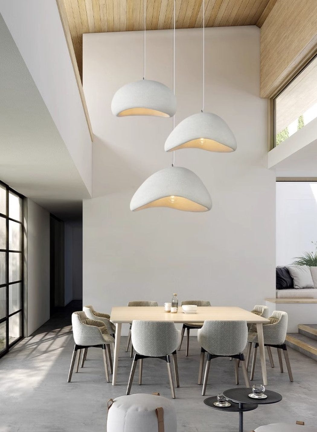 Stucco Textured Pebble Stone Plaster Pendant Light