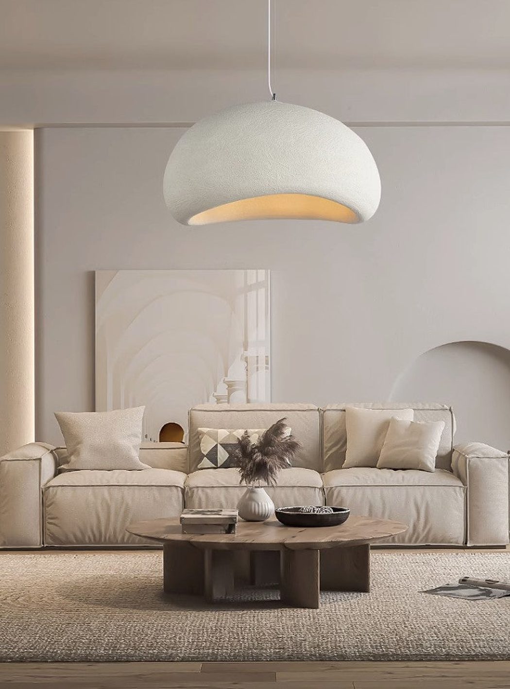 Stucco Textured Pebble Stone Plaster Pendant Light