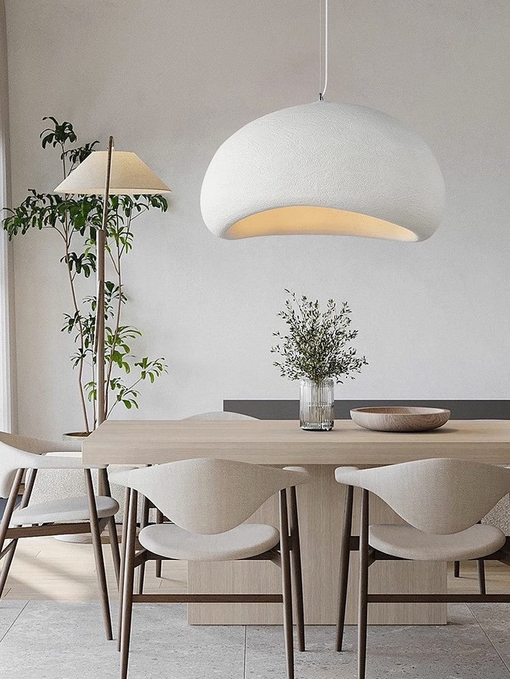 Stucco Textured Pebble Stone Plaster Pendant Light