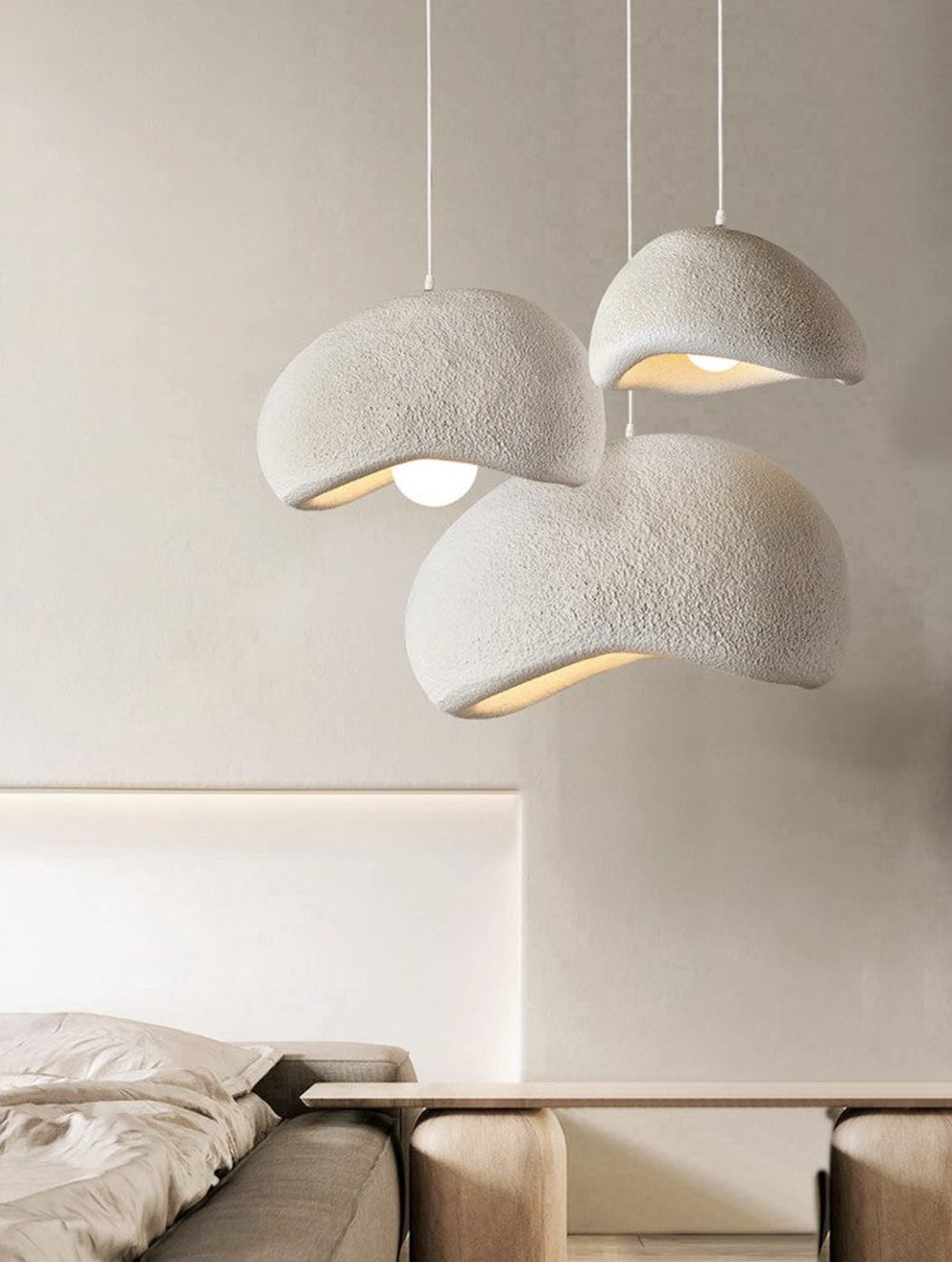 Stucco Textured Pebble Stone Plaster Pendant Light