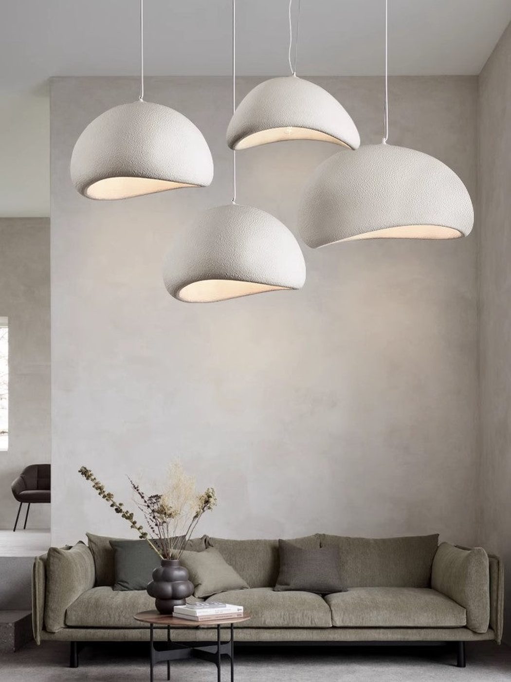 Stucco Textured Pebble Stone Plaster Pendant Light