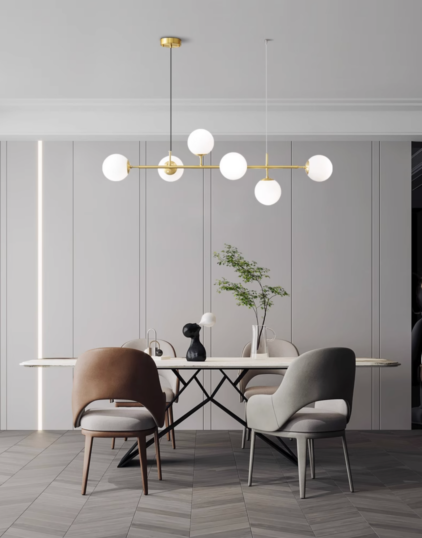 Olive Tree Milky Glass Kitchen Island line pendant light