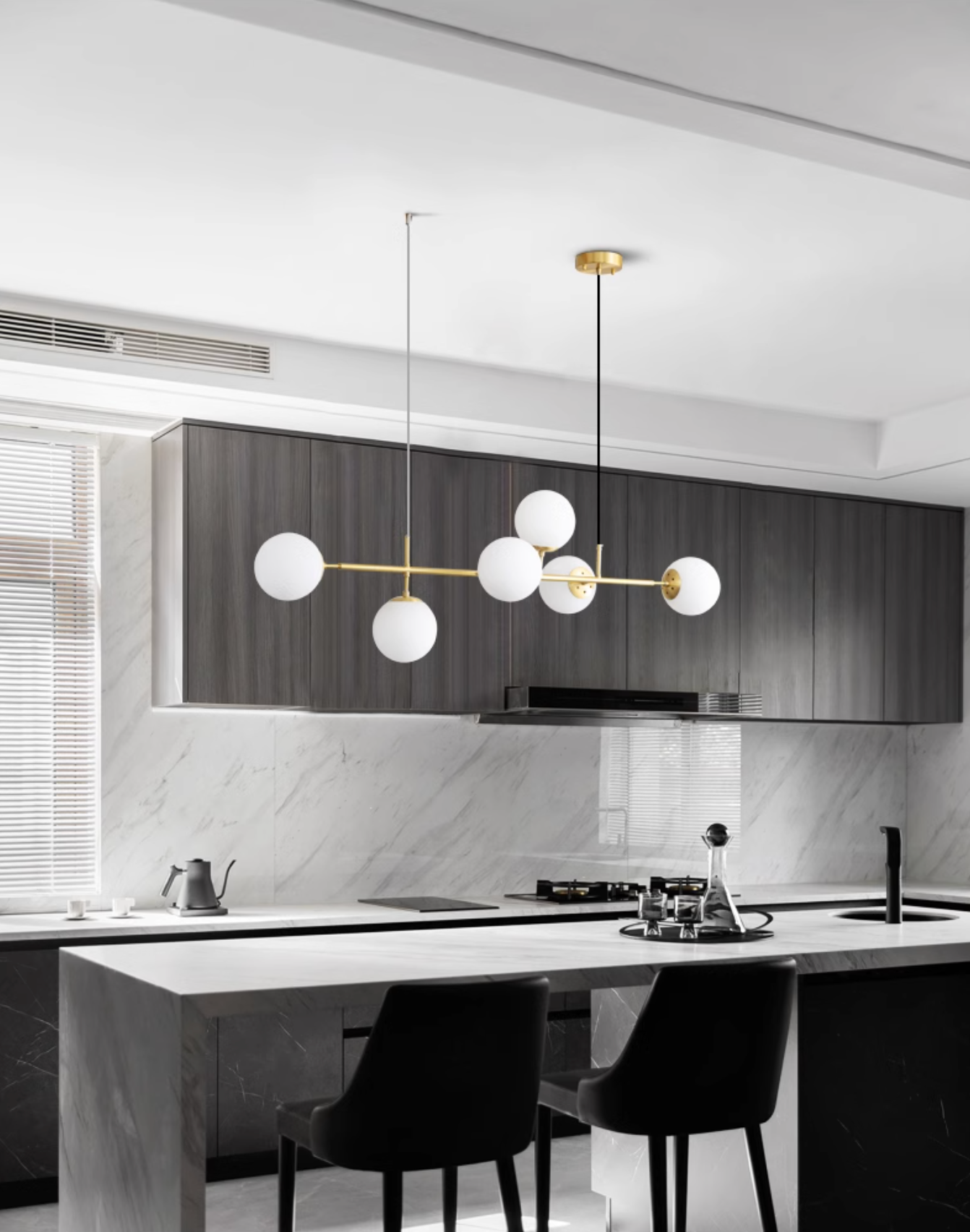 Olive Tree Milky Glass Kitchen Island line pendant light