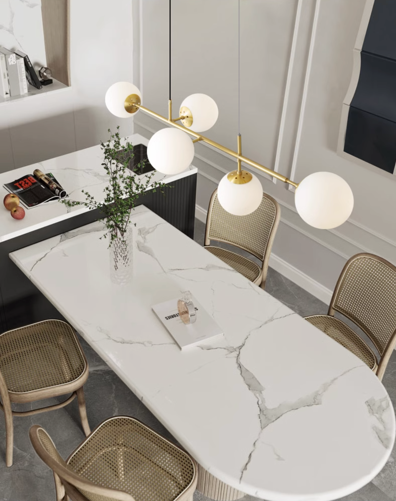 Olive Tree Milky Glass Kitchen Island line pendant light