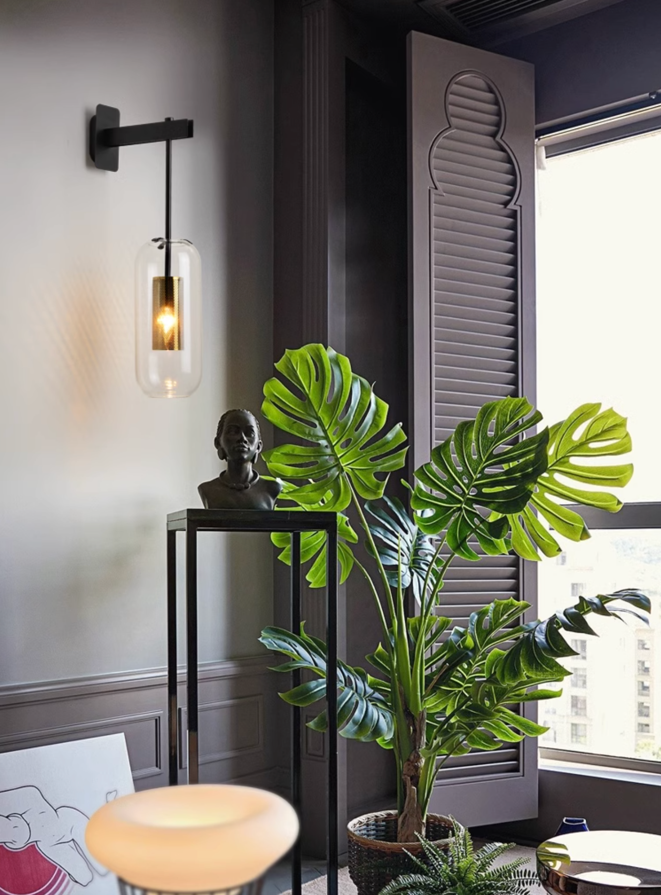 Chiswick Glass Shade Short Arm Wall Light