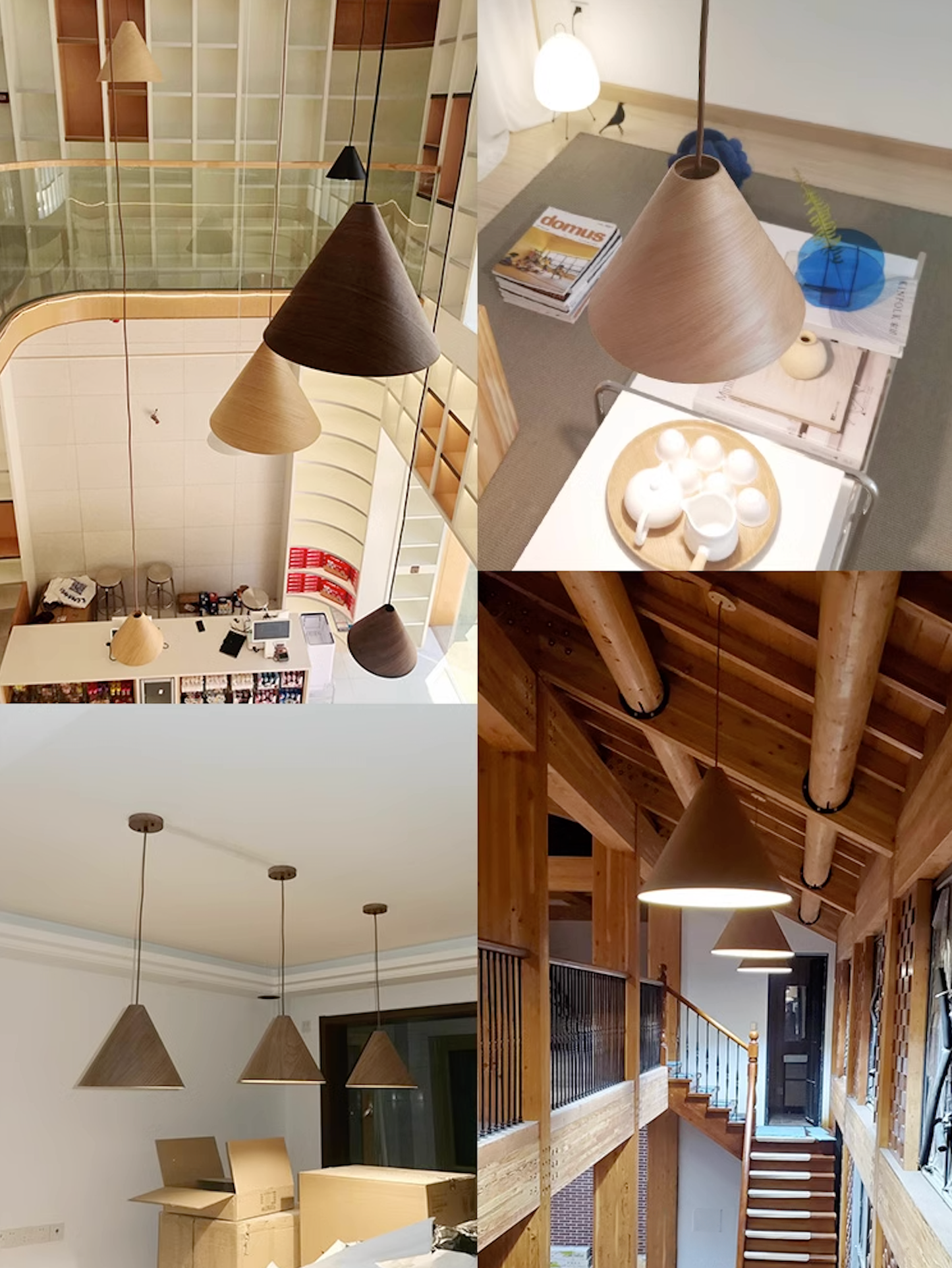 Geppetto Wooden Cone Pendant Light