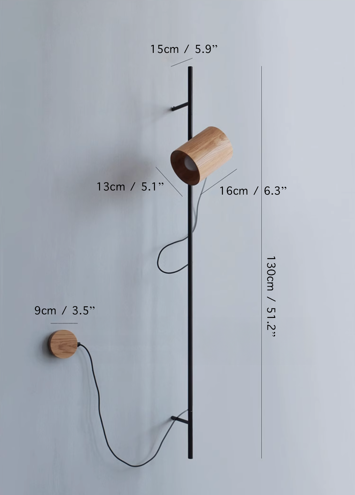 Umea Wooden Spotlight With Railing Wall Light