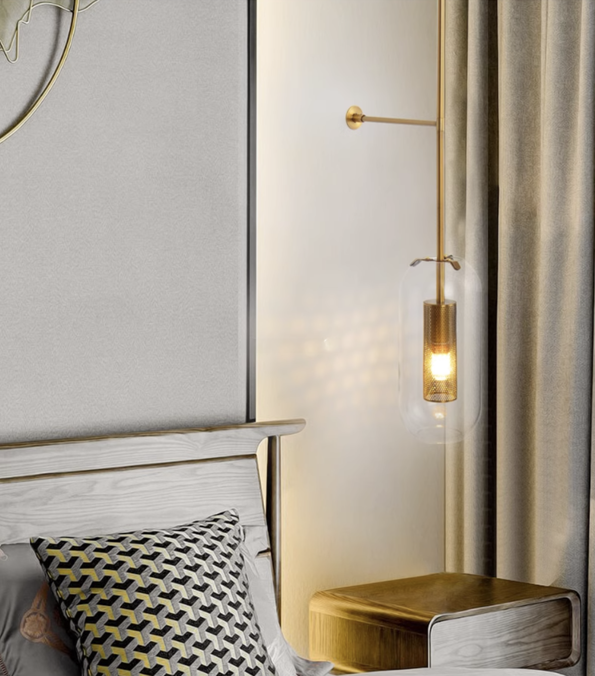 Chiswick Glass Shade Long Arm Wall Light