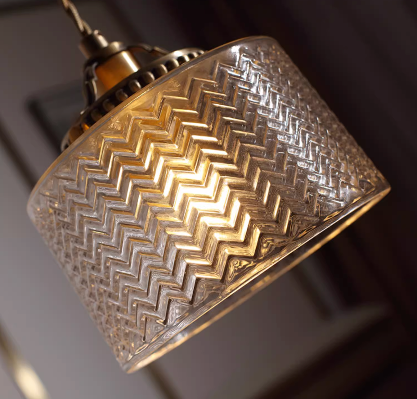 Jaipur Fluted Dome Glass With Brass Fitting Art Deco Pendant Light