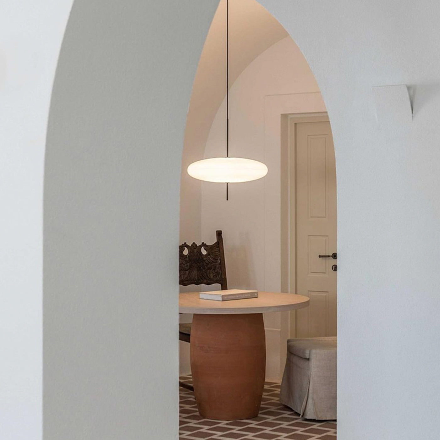 Fluo Bauhaus Milk Glass Pendant Light