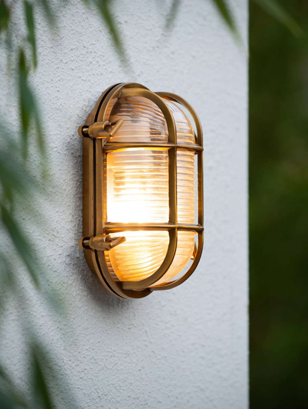 Nautilus Oval brass cage outdoor wall light / ceiling Light