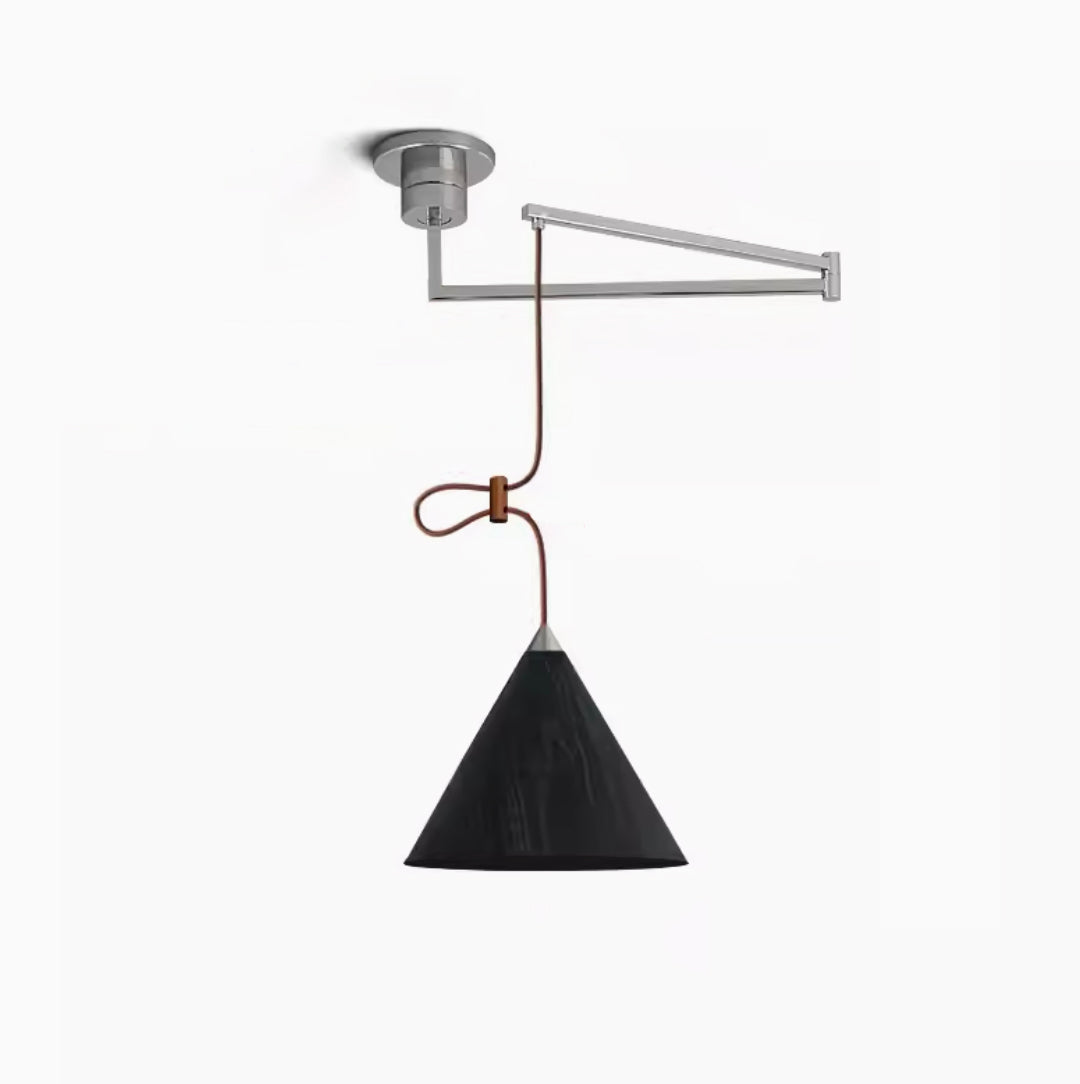Geppetto Swing Arm Wooden Shade Ceiling Light / Pendant Light