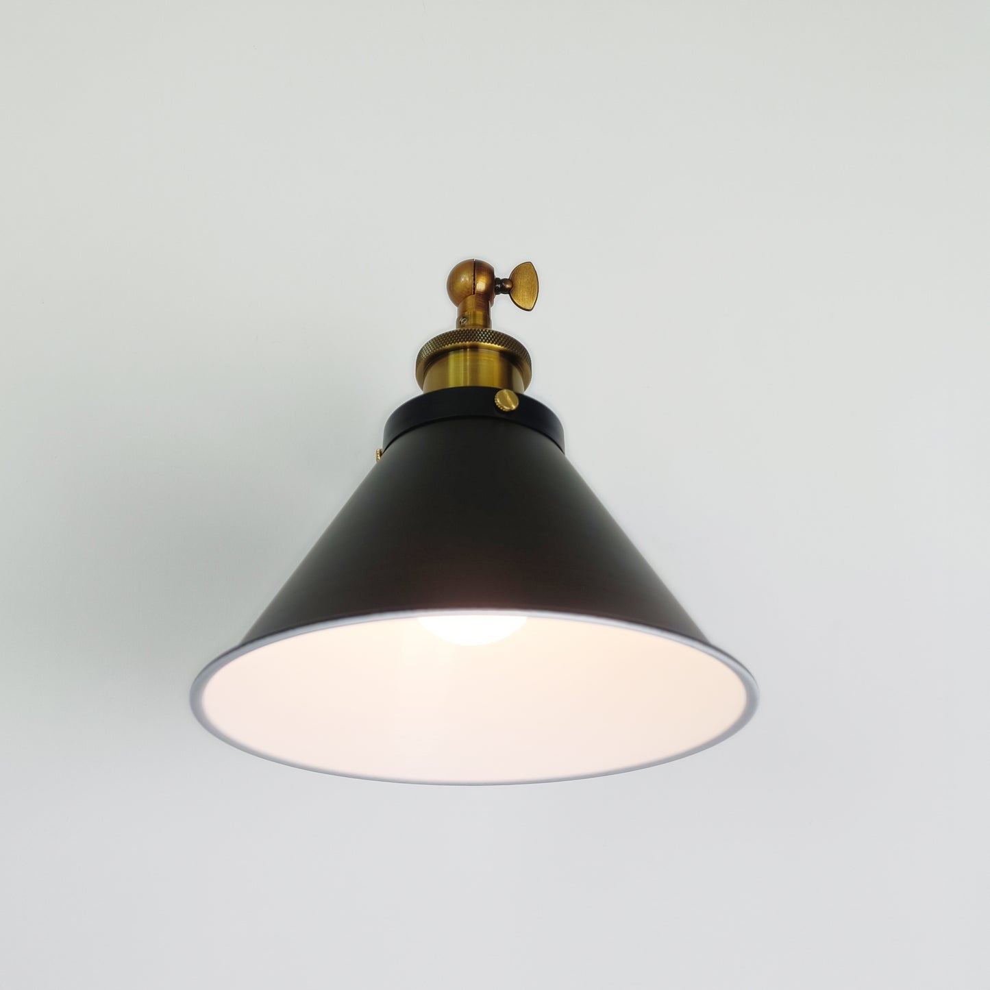 Black Cone Shade Wall Light Sconce (short arm)