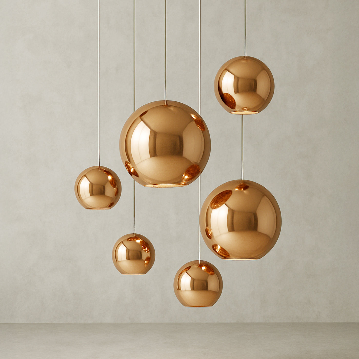 Copper Mirror Shade Glass Pendant Light