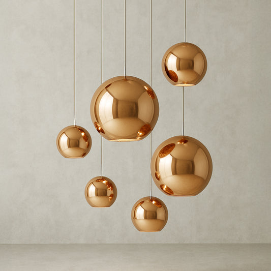 Copper Mirror Shade Glass Pendant Light