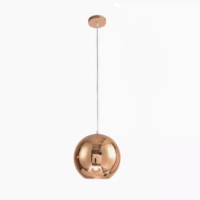 Copper Mirror Shade Glass Pendant Light