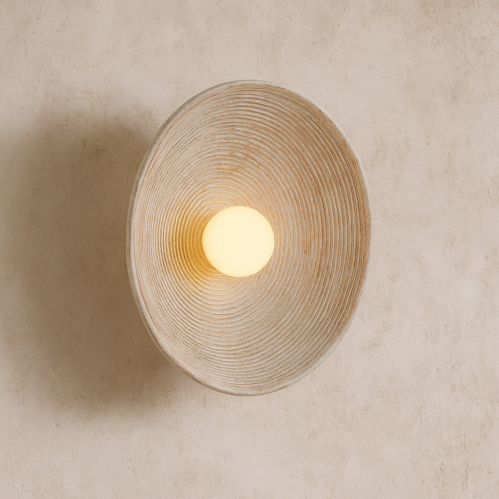 Longleaf Wooden Texture Plate Wall Light In White