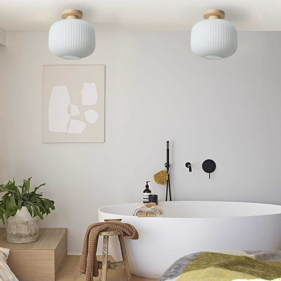 Lampions Paper Lantern Japandi Fixed Glass Ceiling Light