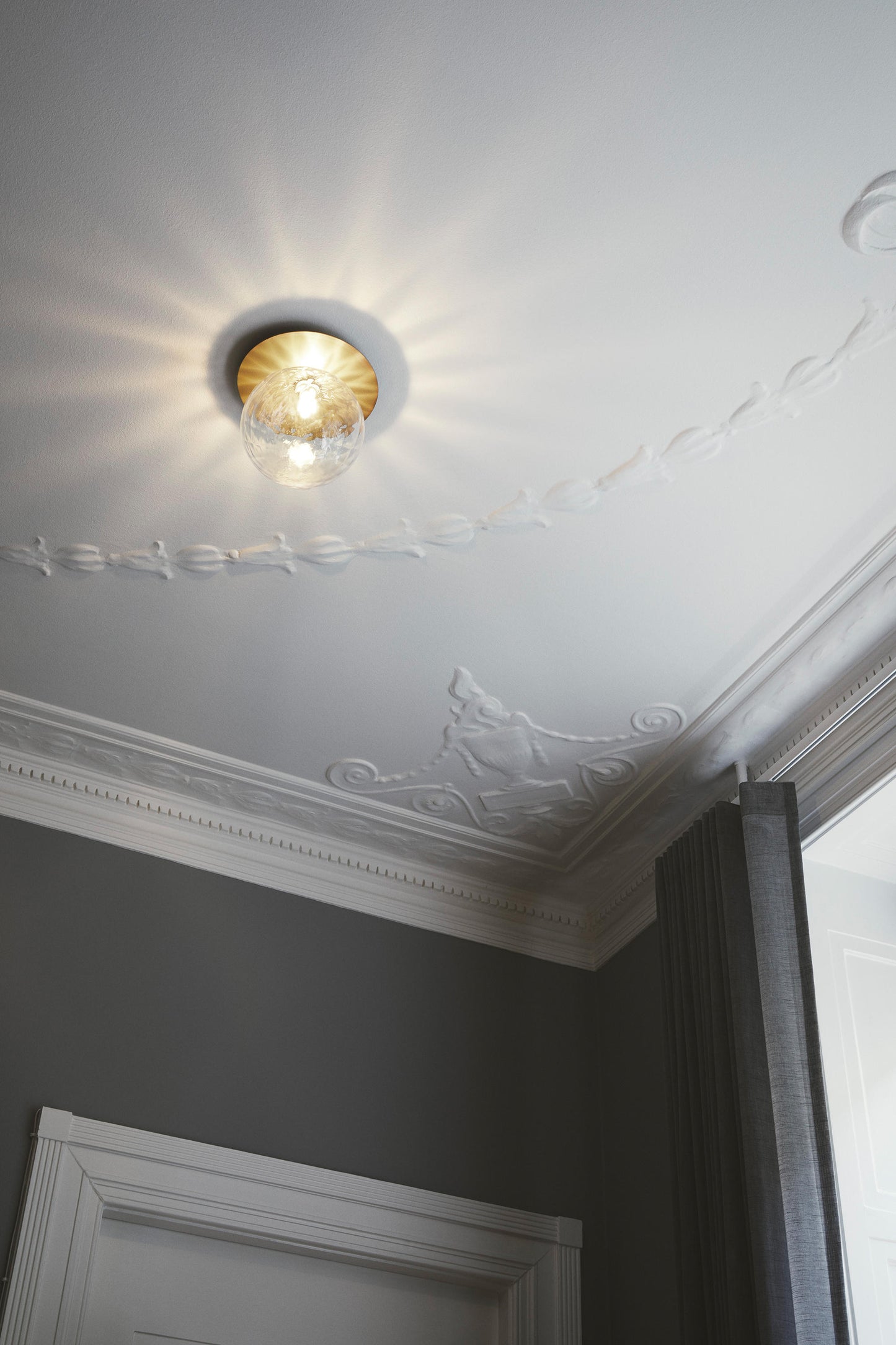 Rund Art Deco Glimmer Glass Wall Light / Ceiling Light