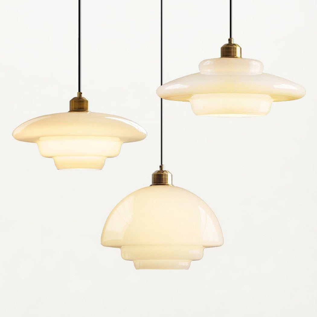Miller Art Deco Milk Glass Pendant Light