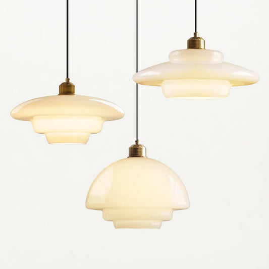 Miller Art Deco Milk Glass Pendant Light
