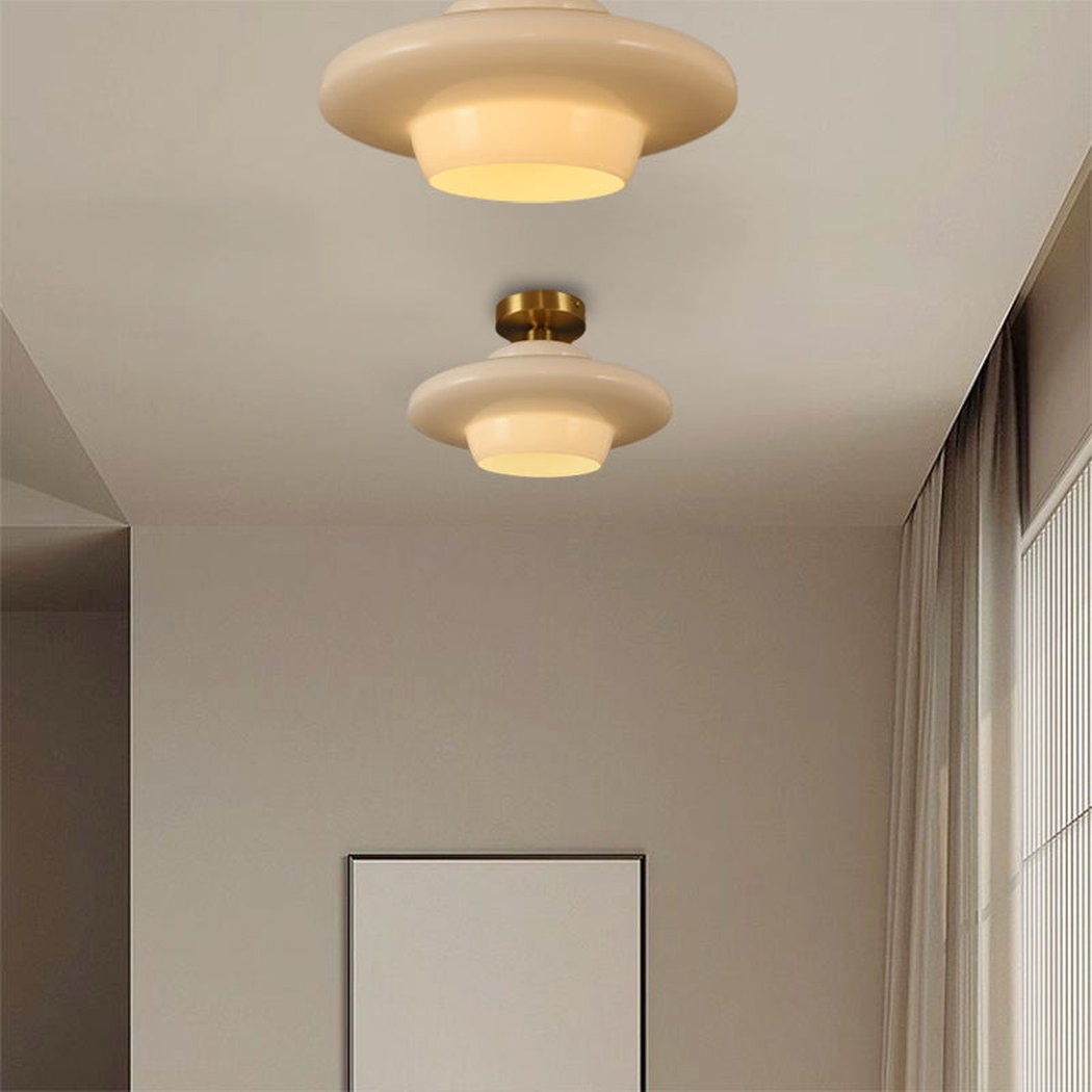 Miller Art Deco Milk Glass Fixed Ceiling Light