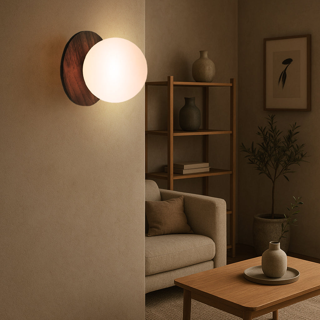Odesa Wooden Plate Minimalist Line Wall Light