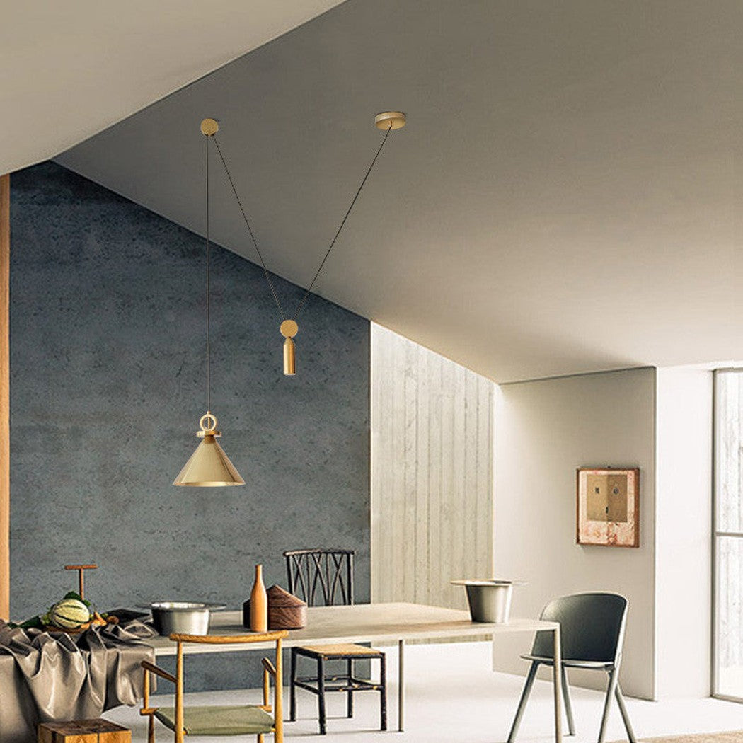 Amun Modern Pulley Brass Pendant Light