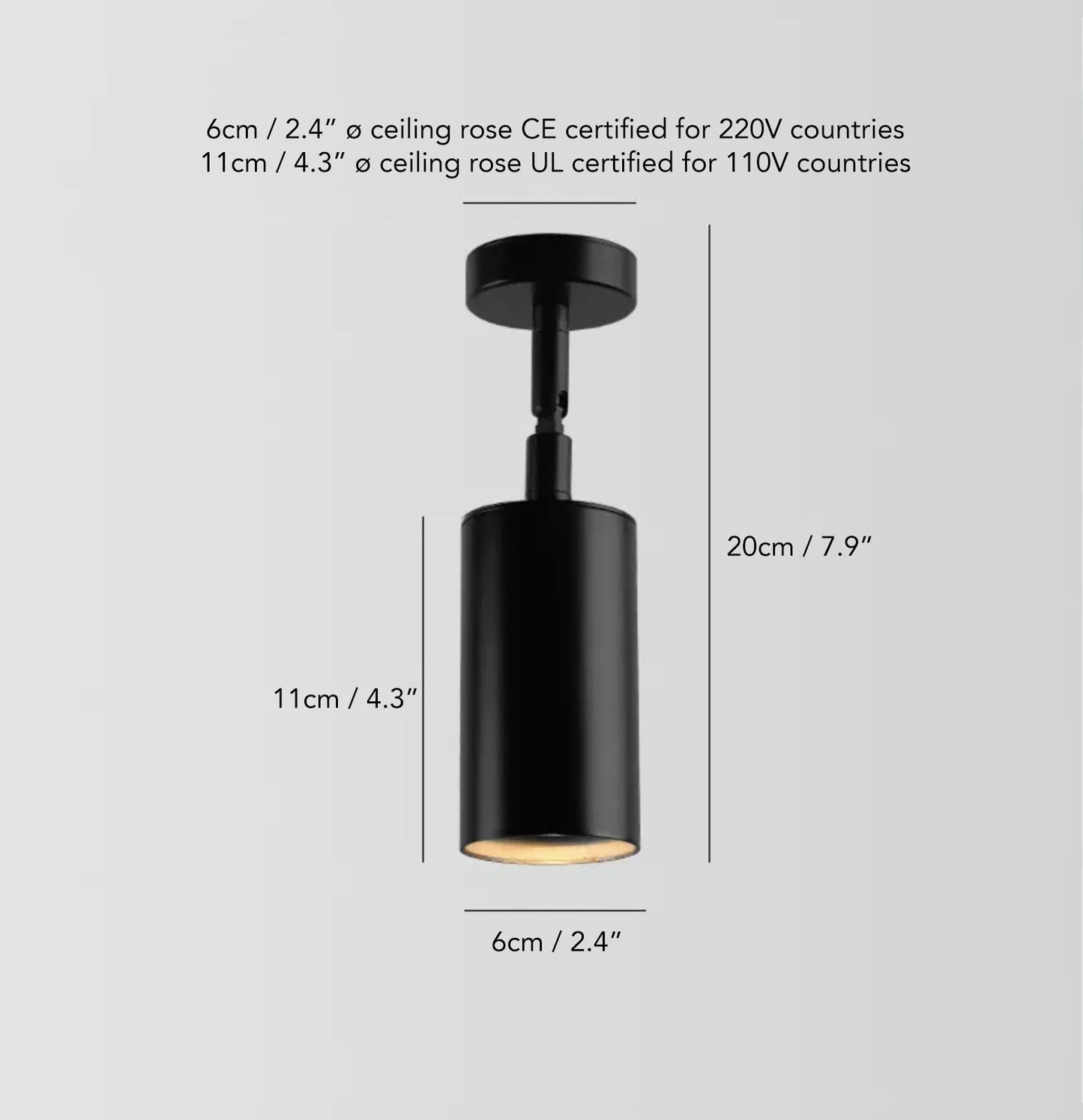 Lux Minimalist Adjustable Rod Spot Light - in Black