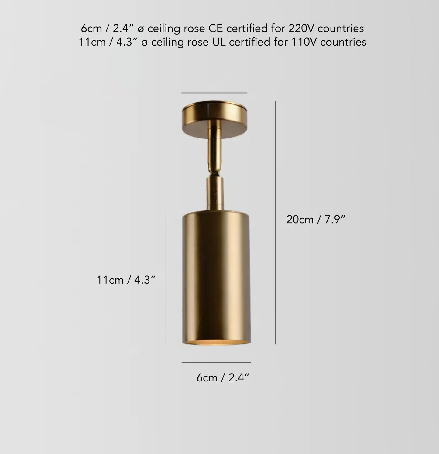 Lux Minimalist Adjustable Rod Spot Light - in Brass