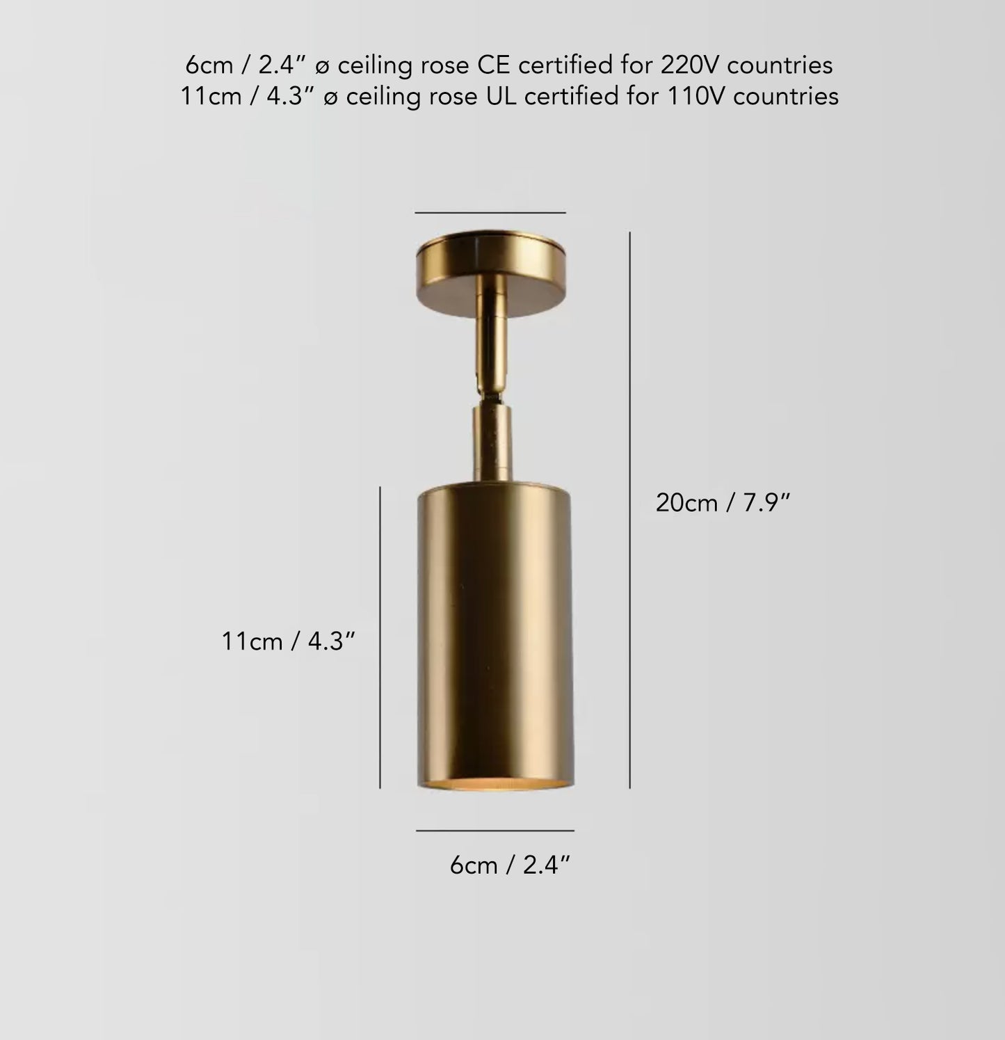 Lux Minimalist Line suspended rod spot light - in brass