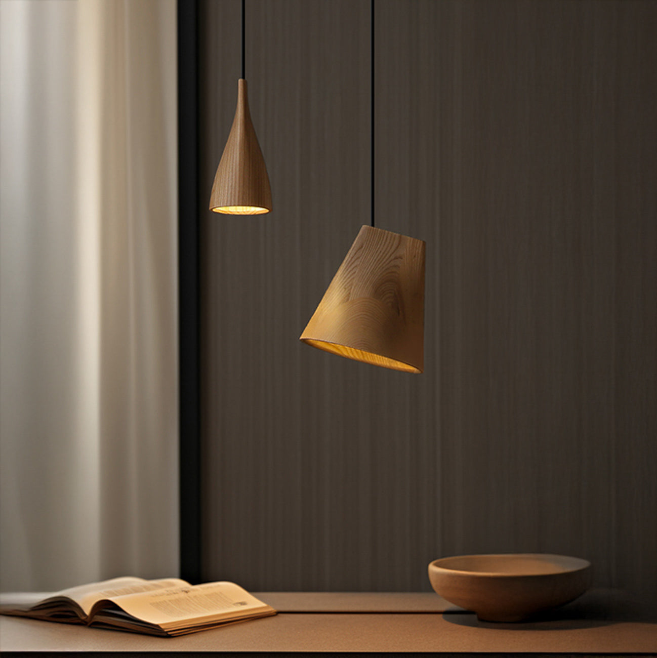 Walnut Solid Wood Minimalist Scandinavian Pendant Light