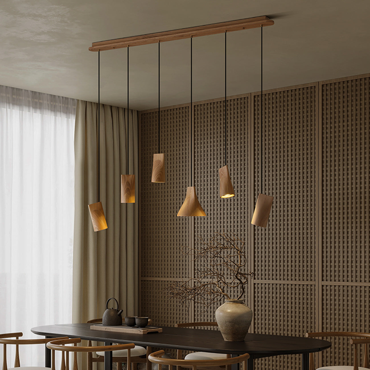 Walnut Solid Wood Minimalist Scandinavian Pendant Light