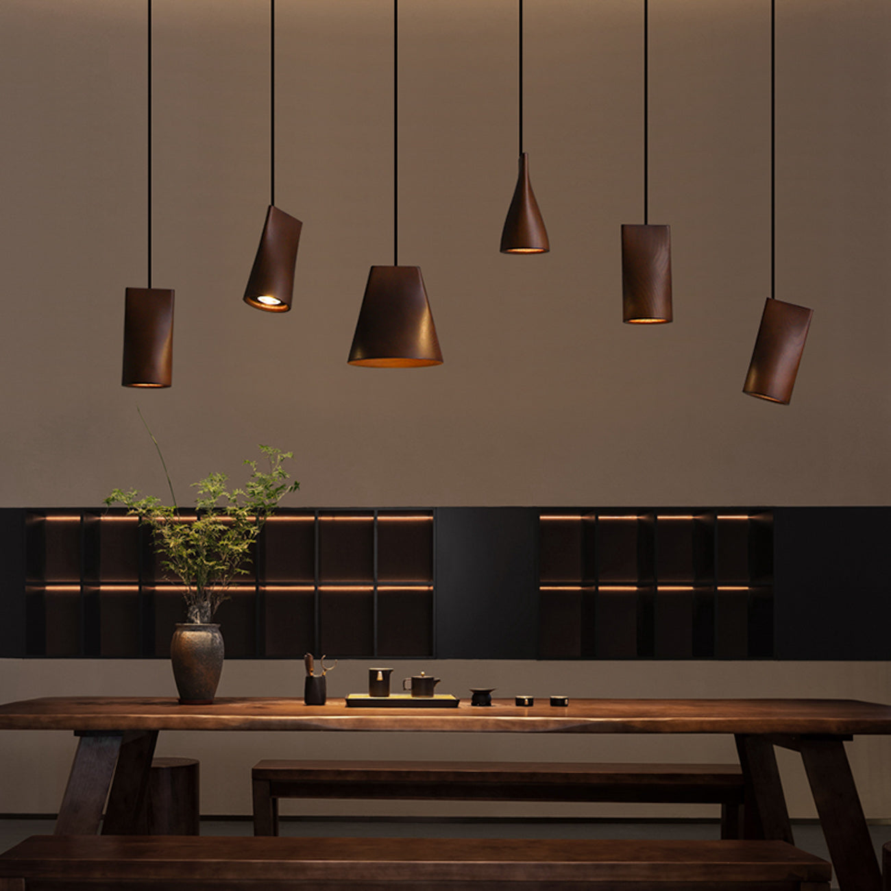 Walnut Solid Wood Minimalist Scandinavian Pendant Light