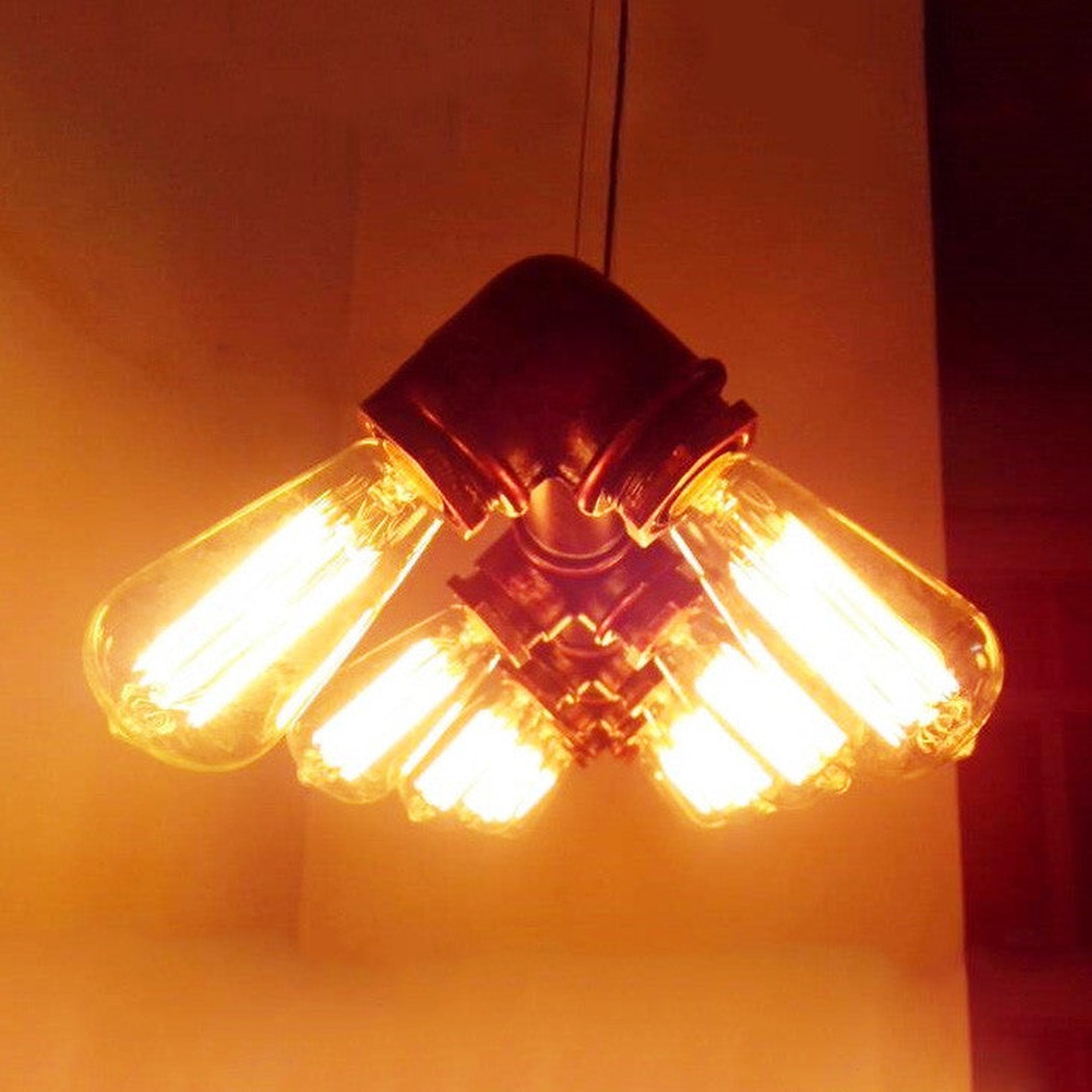 Water Iron Water Pipe Light Turned Pendant Light with 10 Bulbs