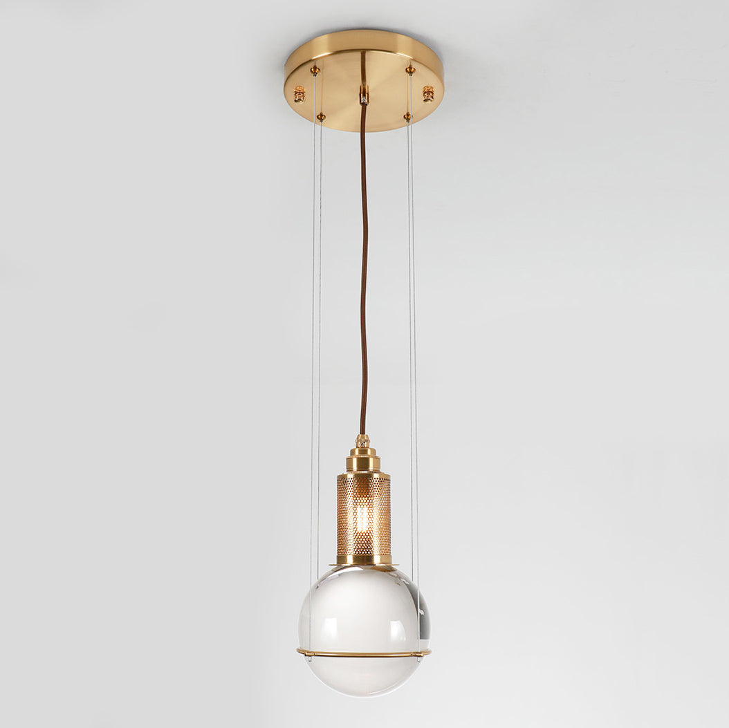 Opal round glass suspended sphere midcentury pendant Light