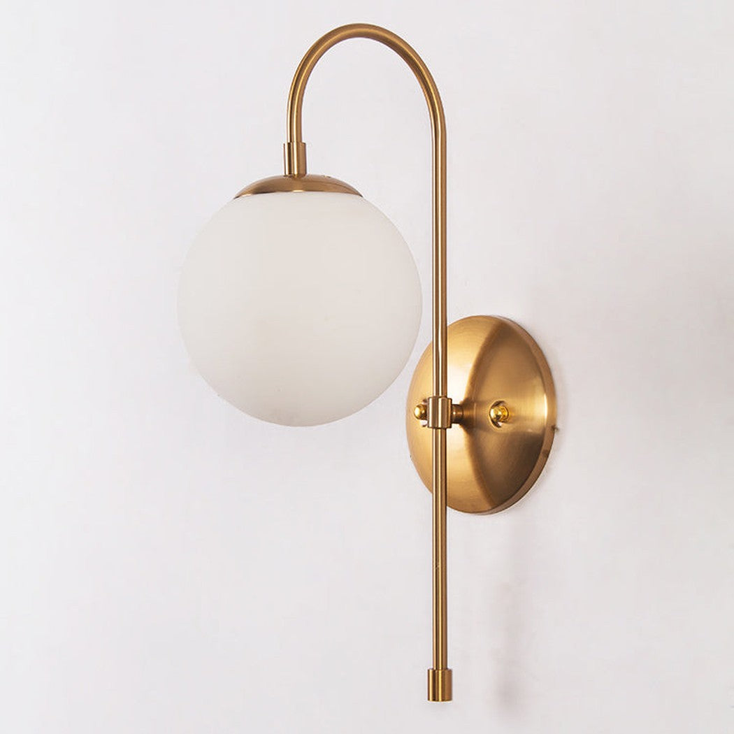 Frosted glass ball gooseneck wall light