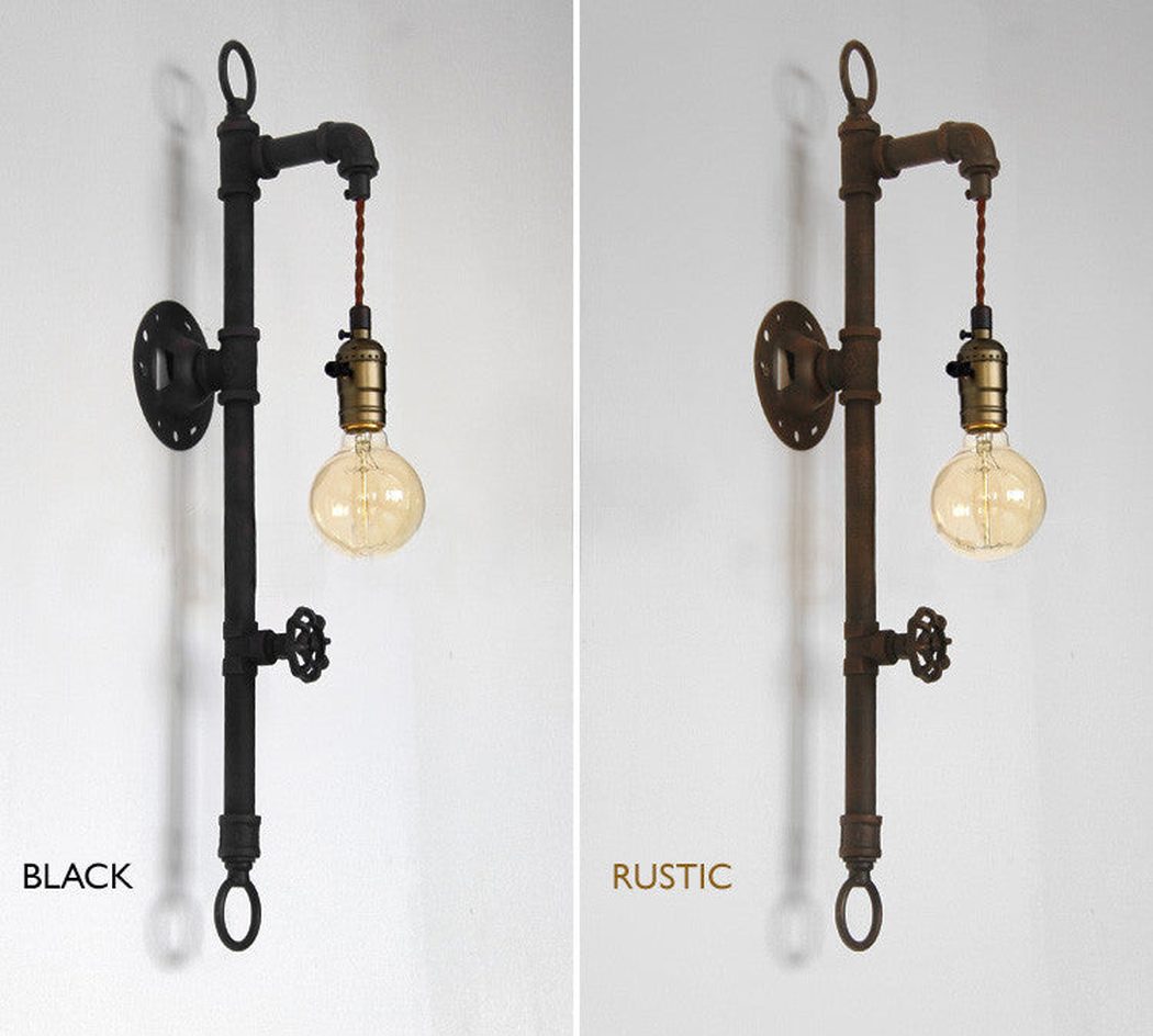Wall Fixed Water Pipe Turned Wall Light - color options