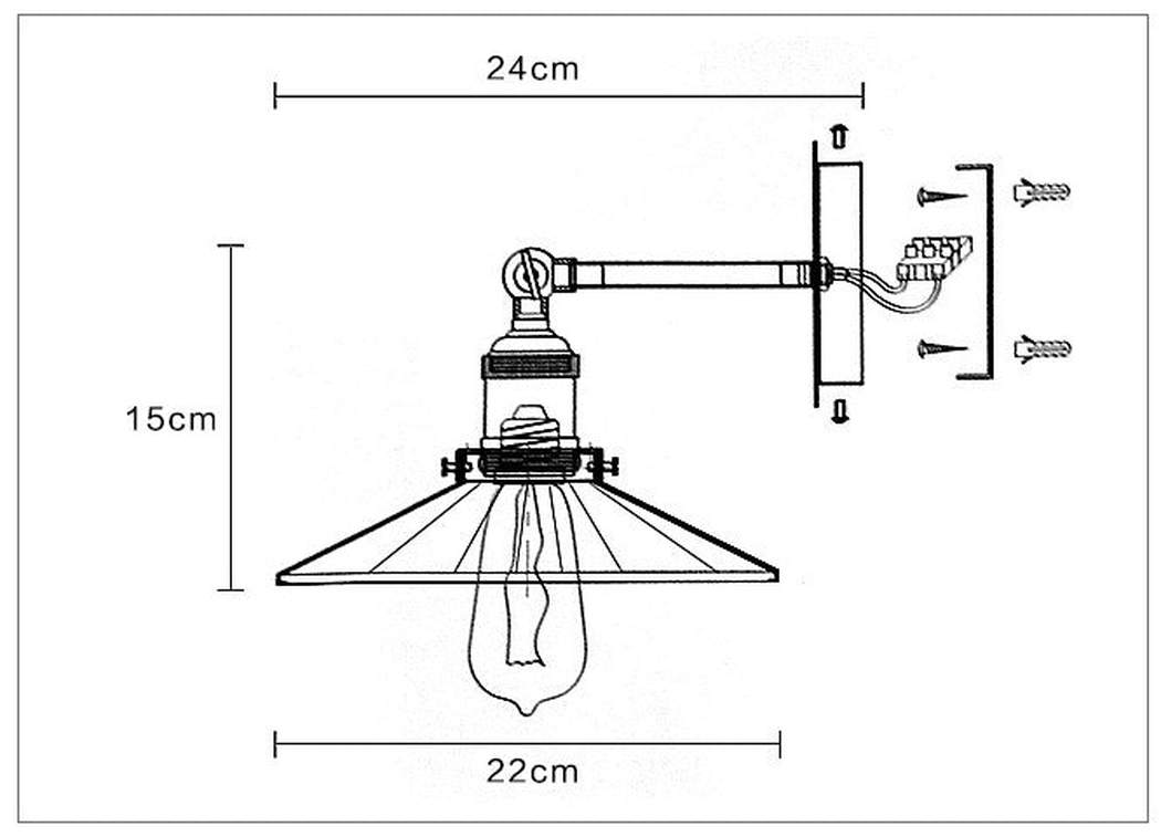 Vintage industrial look wall sconce light with black lamp shade with mirror inside.